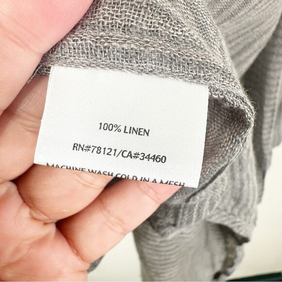 Eileen Fisher Cardigan Womens 1X Gray 100% Linen open Front Lagenlook Minimalist - Picture 7 of 9